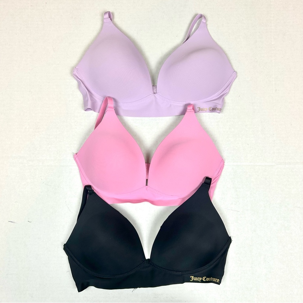 Juicy Couture Bra Trio/Bundle - Light Purple, Pink & Black